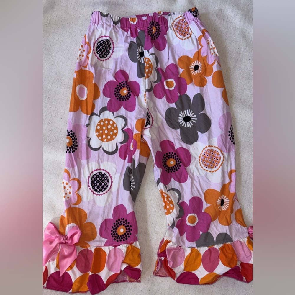 Floral Kids pants with Ruffle Trim